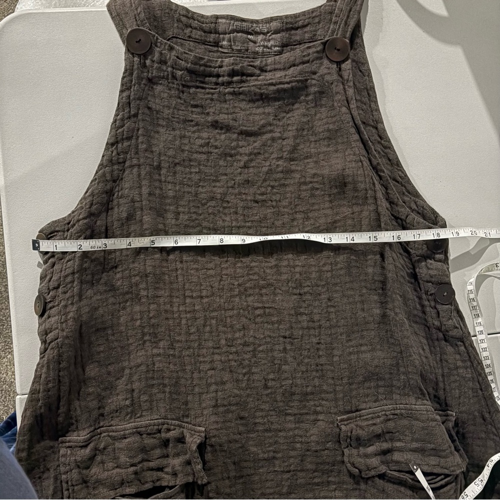 Grizas Dark Brown Sleeveless Linen Pinafore Midi Dress - Picture 9 of 10
